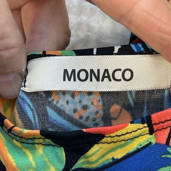 Monaco USA Multicolor Sleeveless Art Assorted Faces Halter Mini Dress Large - Picture 3 of 7